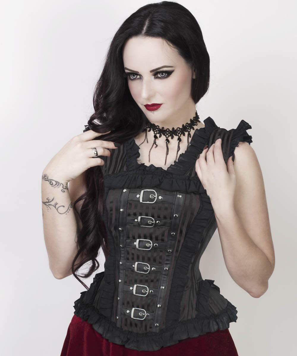 Fulvia Victorian Inspired Black Brocade Corset