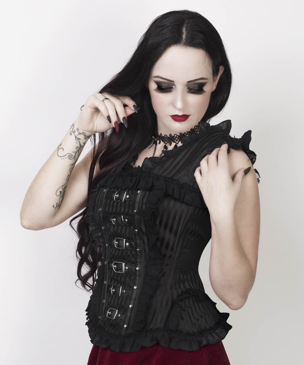 Fulvia Victorian Inspired Black Brocade Corset