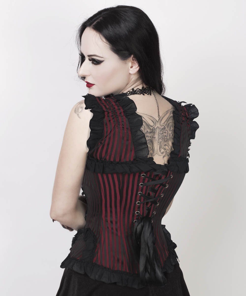 Rolan Gothic Overbsut Maroon Brocade Corset
