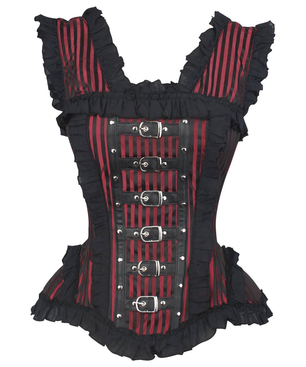 Rolan Gothic Overbsut Maroon Brocade Corset