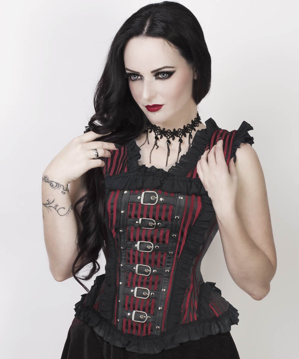 Rolan Gothic Overbsut Maroon Brocade Corset