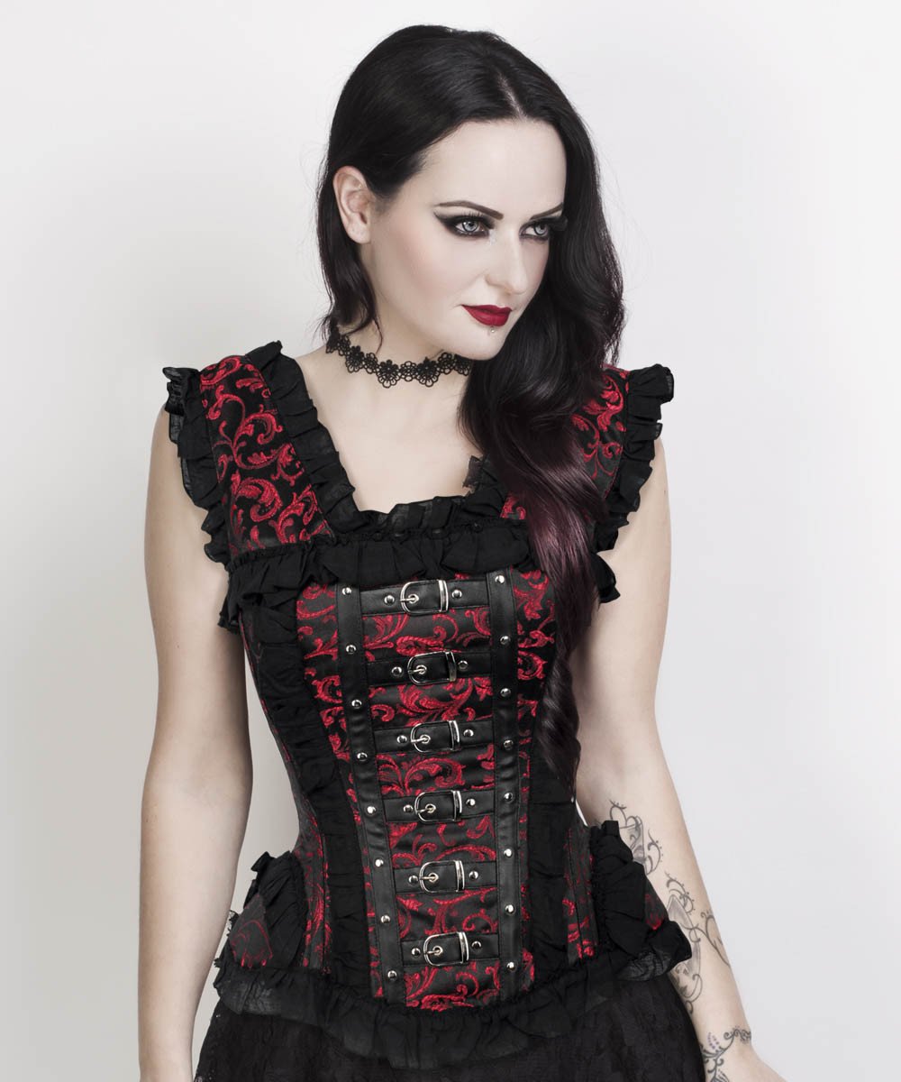 Clayton Gothic Maroon Brocade Corset