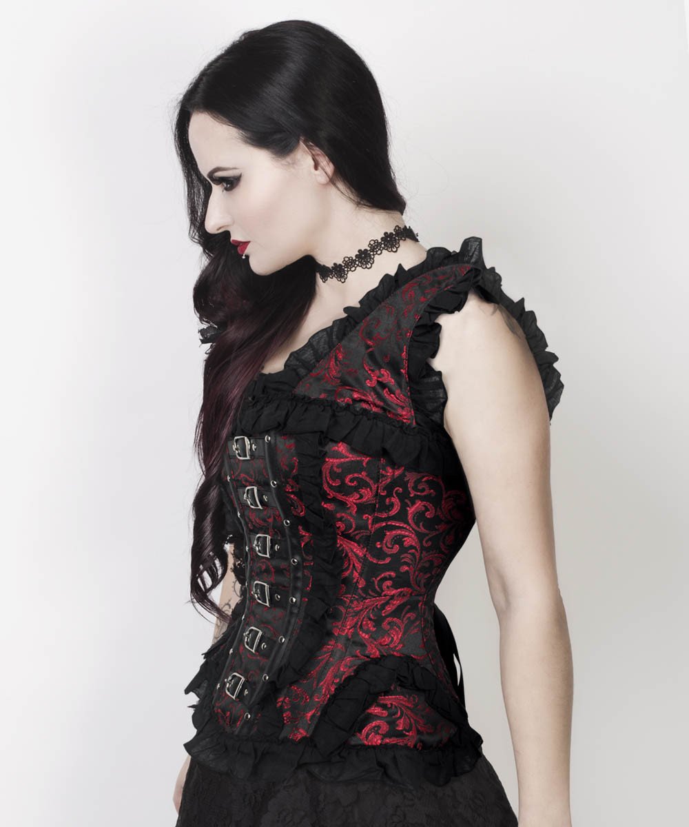 Clayton Gothic Maroon Brocade Corset