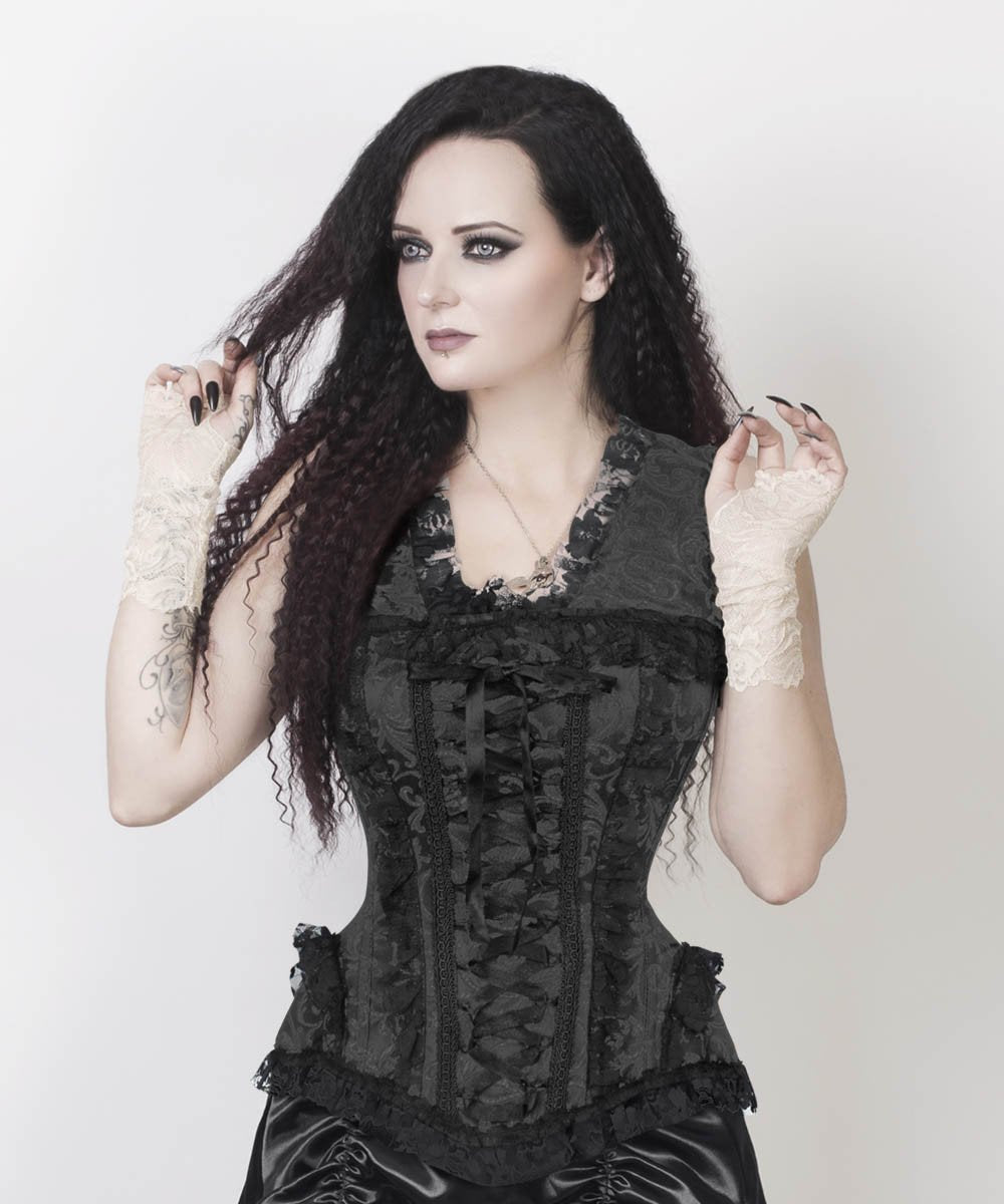 Ferapont Burlesque Black Brocade Corset
