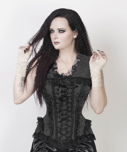 Ferapont Burlesque Black Brocade Corset