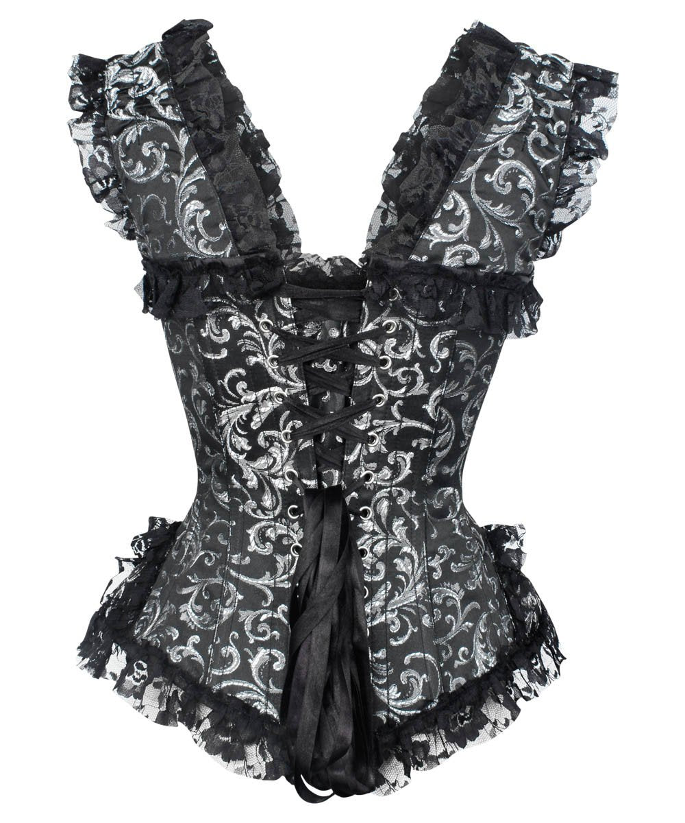 Reiner Burlesque Silver Brocade Corset
