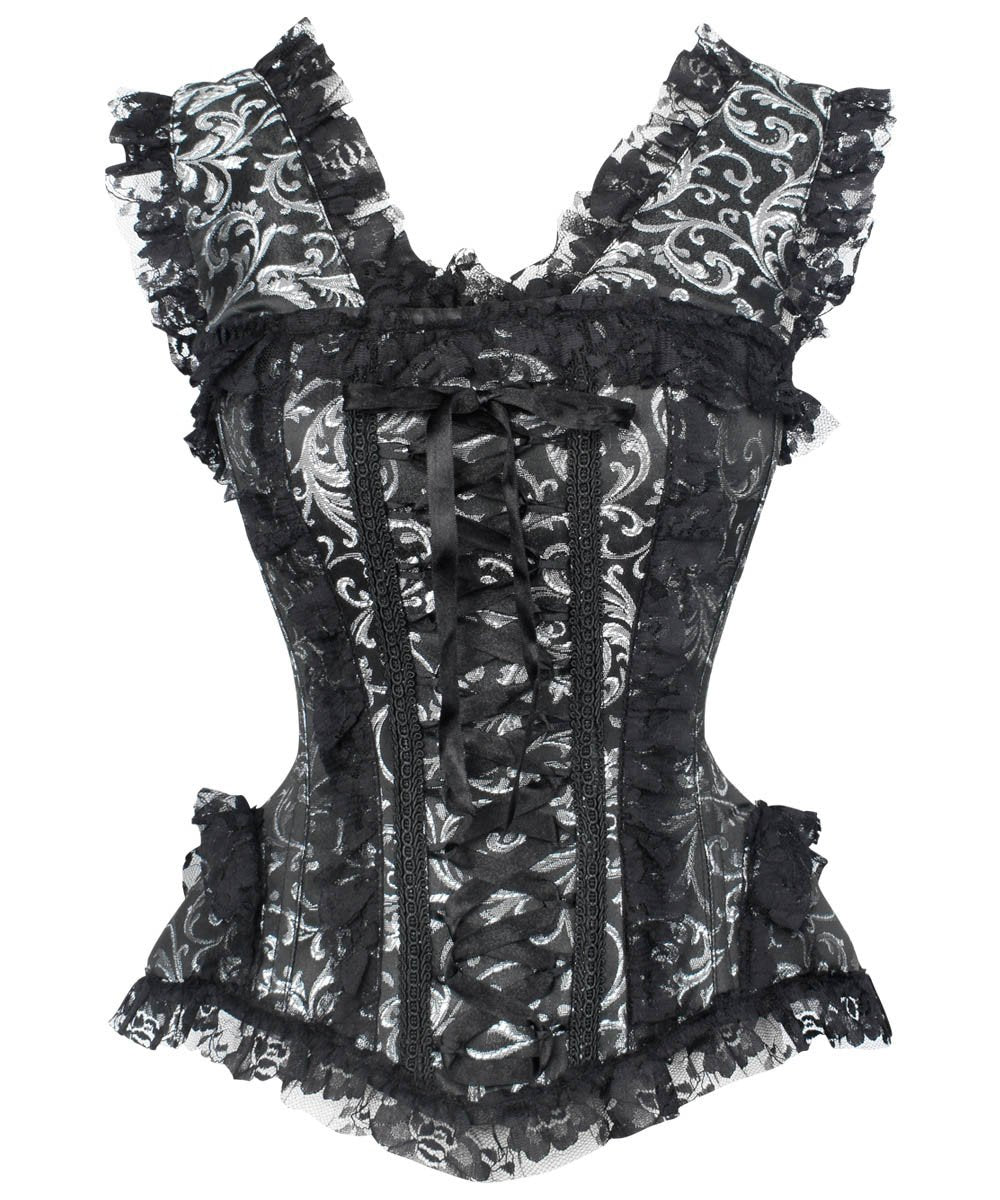 Reiner Burlesque Silver Brocade Corset