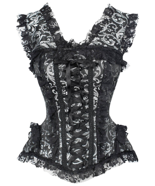 Reiner Burlesque Silver Brocade Corset