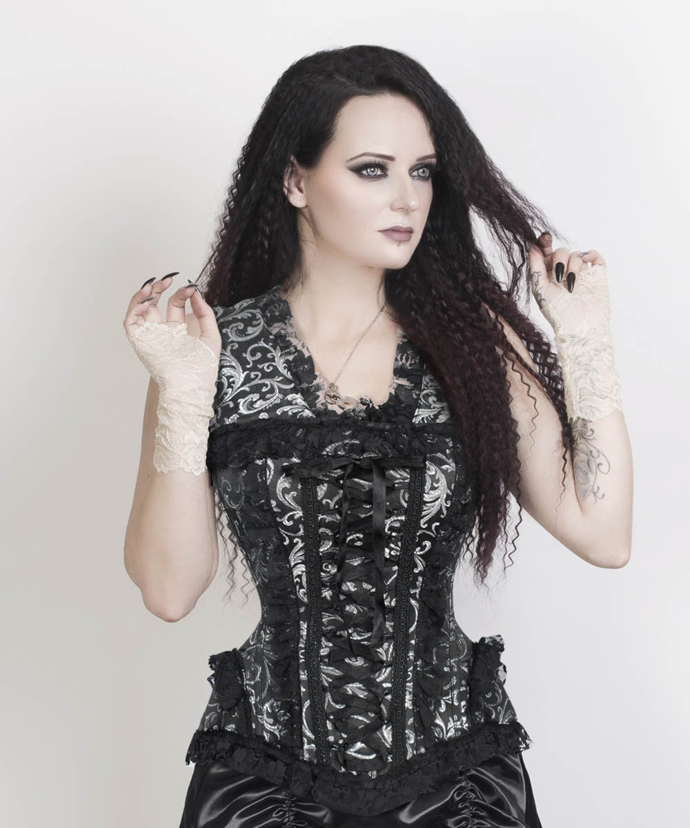 Reiner Burlesque Silver Brocade Corset