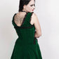 Romane Halter Burlesque Dress in Green Velvet