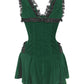 Romane Halter Burlesque Dress in Green Velvet