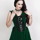 Romane Halter Burlesque Dress in Green Velvet