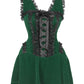 Romane Halter Burlesque Dress in Green Velvet