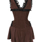 Agrafena Halter Burlesque Dress in Brown Velvet