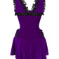 Camelia Halter Burlesque Dress in Purple Velvet