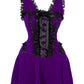 Camelia Halter Burlesque Dress in Purple Velvet