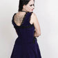 Latonya Halter Burlesque Dress in Blue Velvet