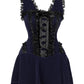 Latonya Halter Burlesque Dress in Blue Velvet