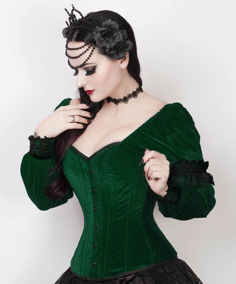 Fima Gothic Overbust Green Corset with Attached Sleeve brands4allcopy Fima Gothic Overbust Green Corset with Attached Sleeve brands4allcopy