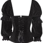 Agostina Gothic Overbust Black Corset with Attached Sleeve