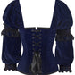Aglaia Gothic Overbust Blue Corset with Attached Sleeve