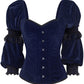 Aglaia Gothic Overbust Blue Corset with Attached Sleeve