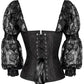 Faddei Lace Overlay Black Overbust Corset with Attached Sleeve