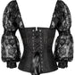 Faddei Lace Overlay Black Overbust Custom Made Corset with Attached Sleeve