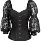 Faddei Lace Overlay Black Overbust Corset with Attached Sleeve