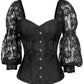 Faddei Lace Overlay Black Overbust Custom Made Corset with Attached Sleeve
