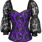 Rolph Lace Overlay Purple Overbust Custom Made Corset with Attached Sleeve