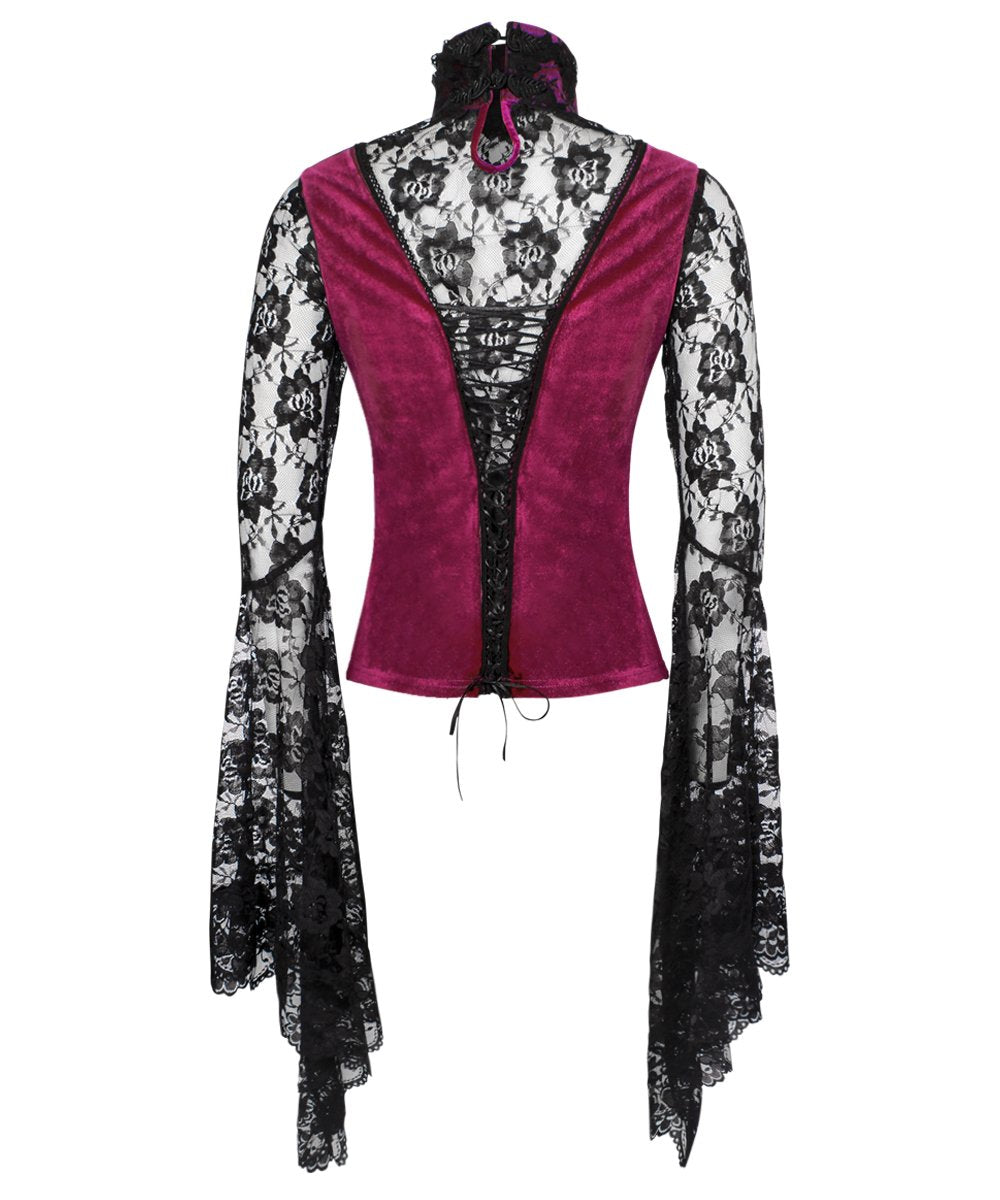 Fidelis Long Flared Sleeve Gothic Maroon Top