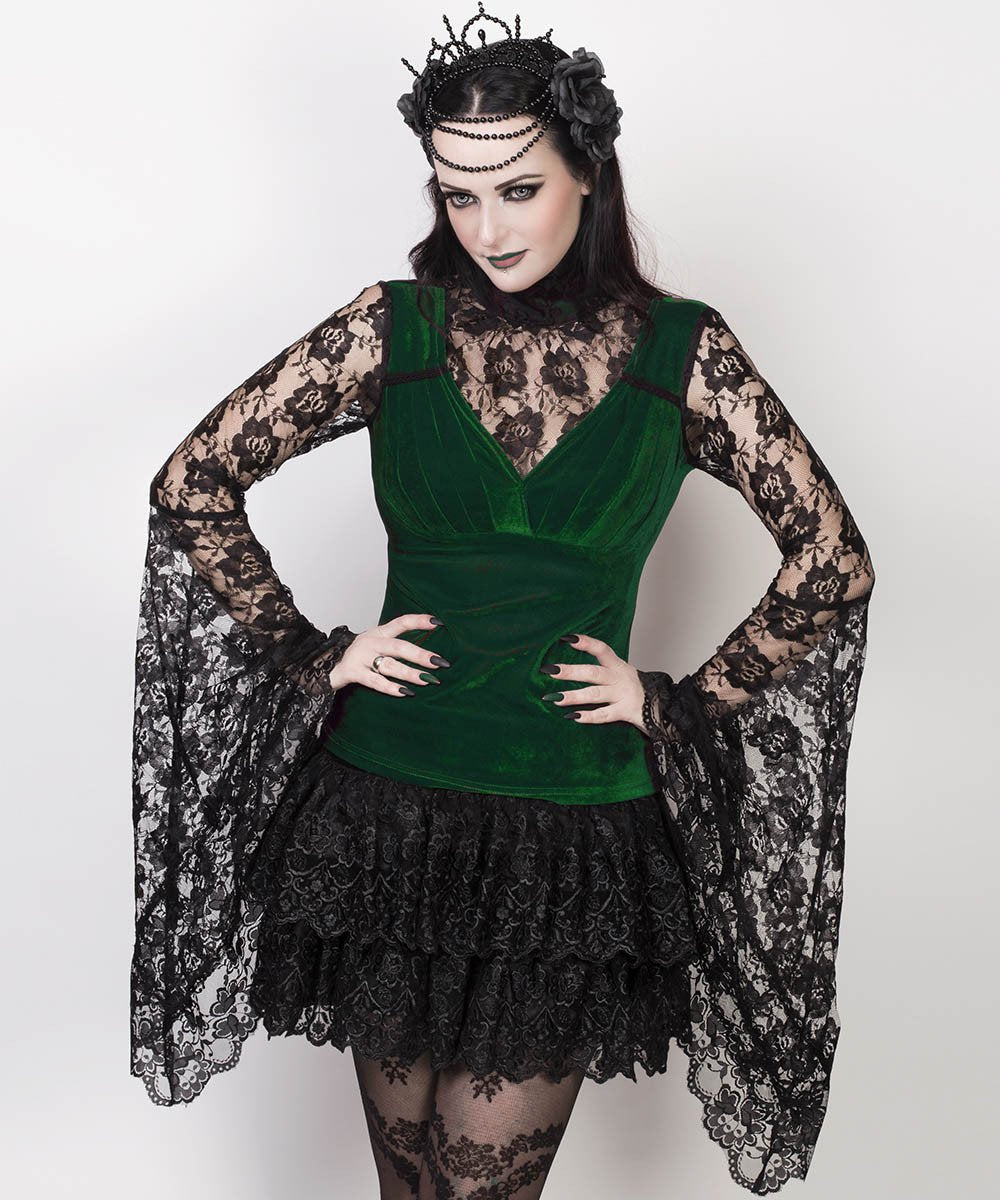 Lanny Long Flared Sleeve Green Top