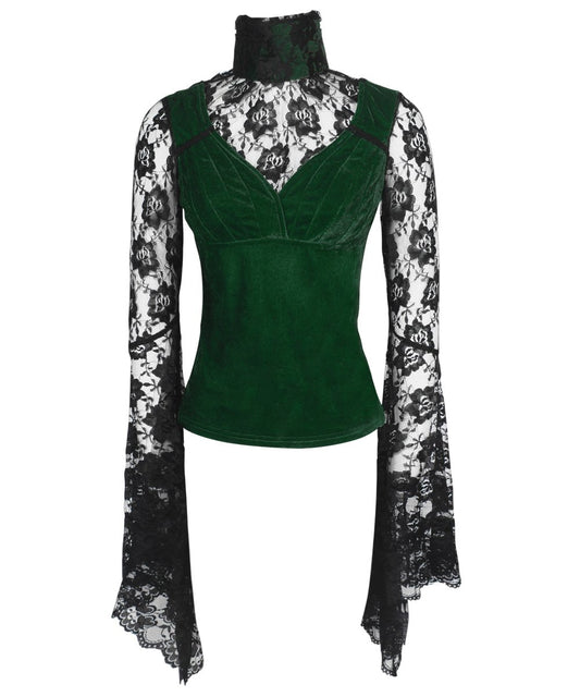 Lanny Long Flared Sleeve Green Top