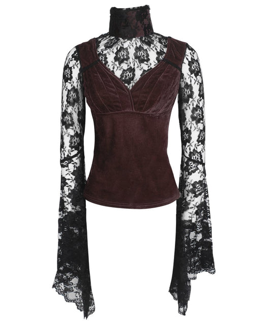 Rexana Long Flared Sleeve Brown Top