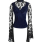 Cicely Long Flared Sleeve Gothic Blue Top