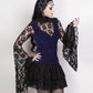 Cicely Long Flared Sleeve Gothic Blue Top