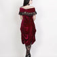 Agmundr Burlesque Maroon Velvet Off Shoulder Dress