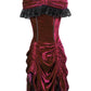Agmundr Burlesque Maroon Velvet Off Shoulder Dress
