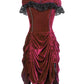 Agmundr Burlesque Maroon Velvet Off Shoulder Dress