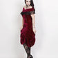 Agmundr Burlesque Maroon Velvet Off Shoulder Dress