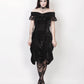 Lanre Burlesque Black Velvet Off Shoulder Dress