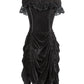 Lanre Burlesque Black Velvet Off Shoulder Dress