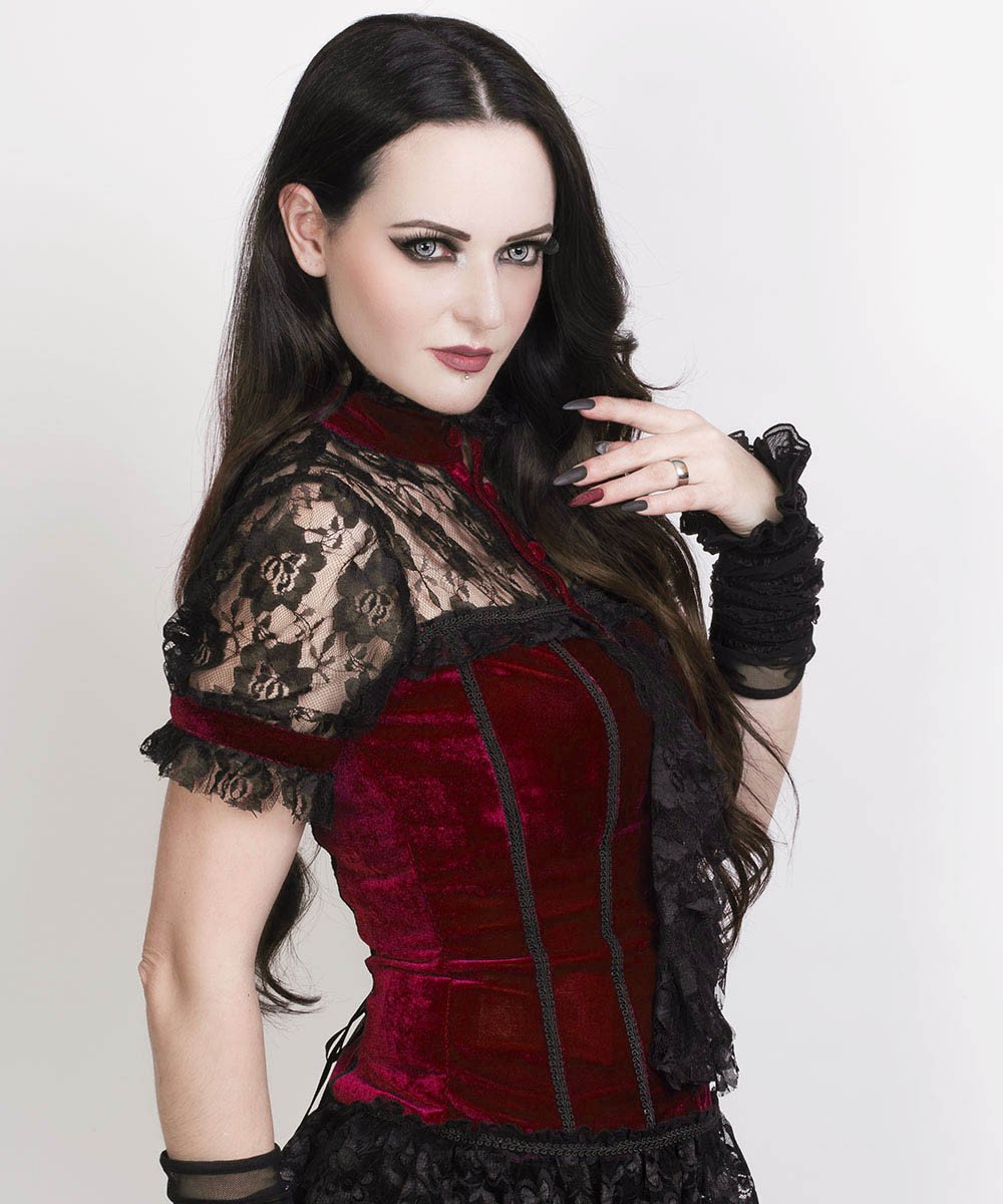 Fane Gothic Top in Maroon Velvet