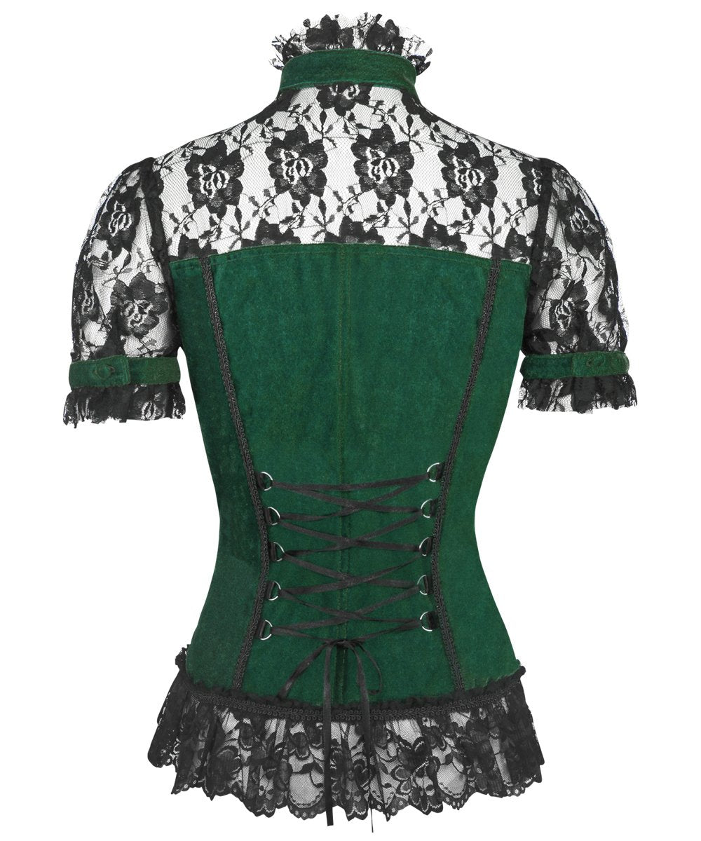 Leofric Gothic Top in Green Velvet