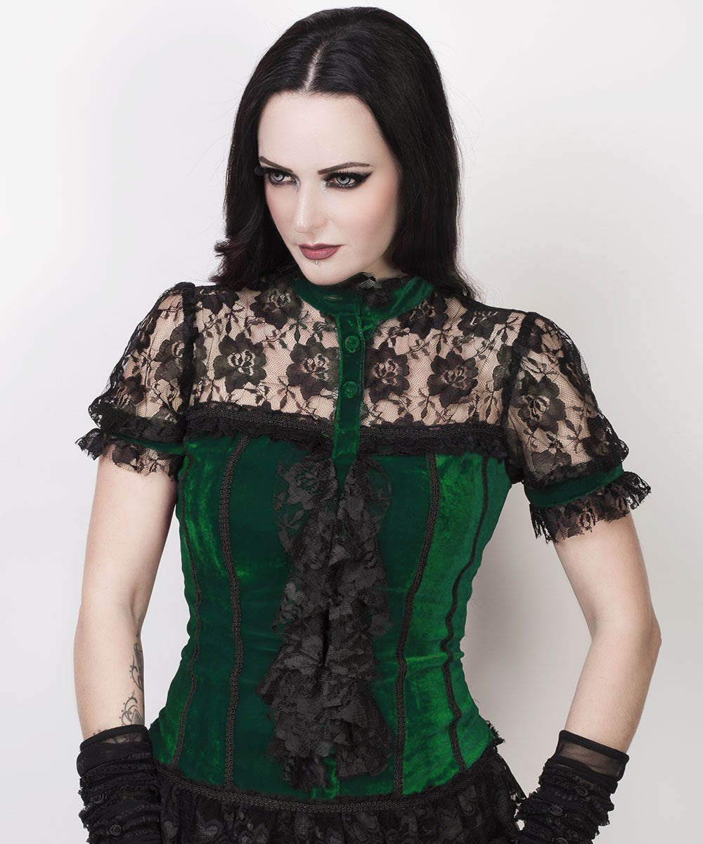 Leofric Gothic Top in Green Velvet