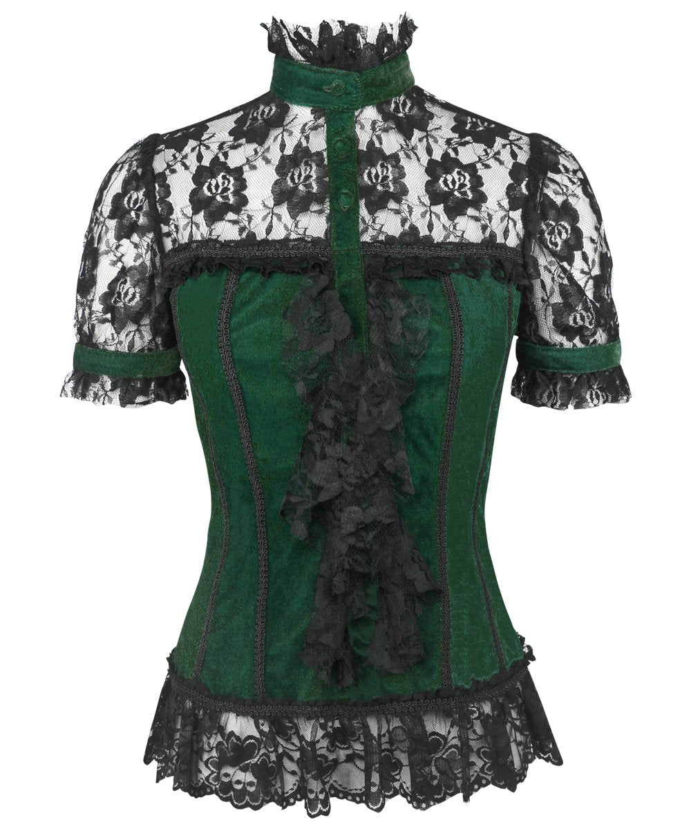Leofric Gothic Top in Green Velvet