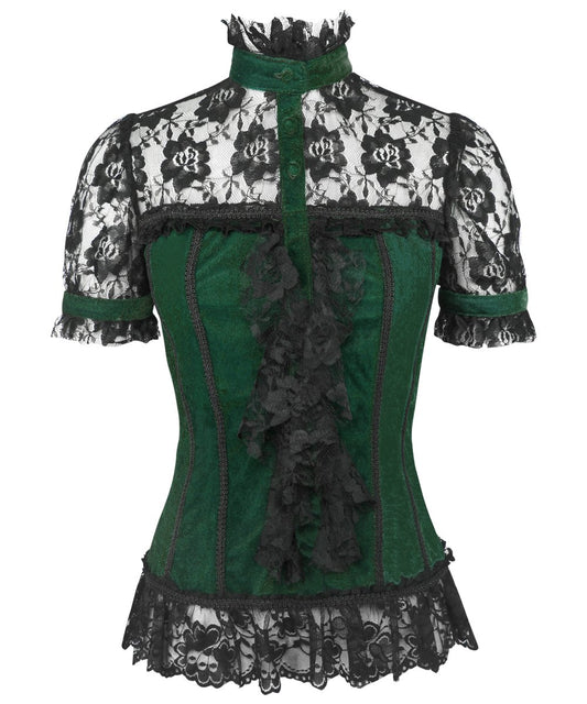 Leofric Gothic Top in Green Velvet
