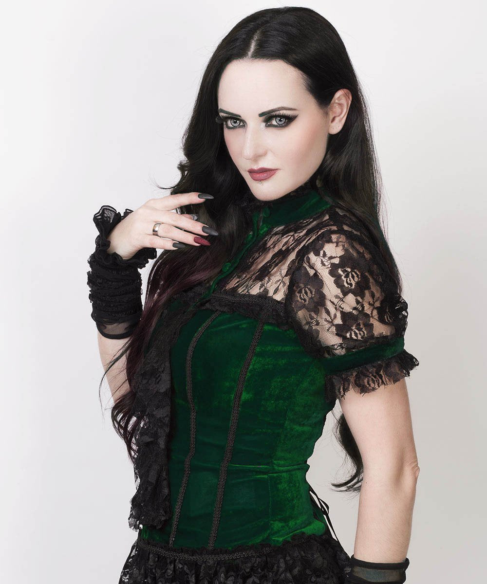 Leofric Gothic Top in Green Velvet