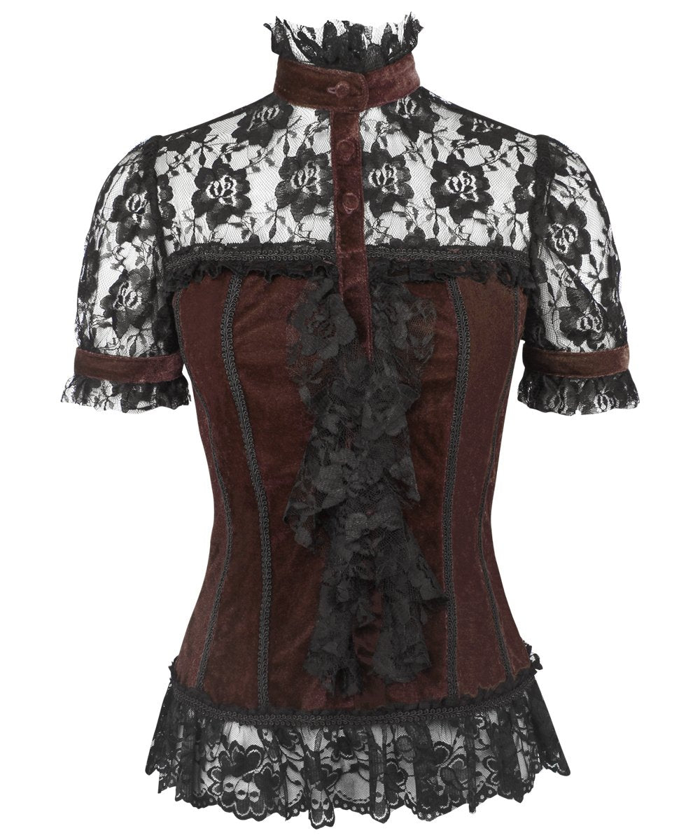 Romey Top in Brown Velvet